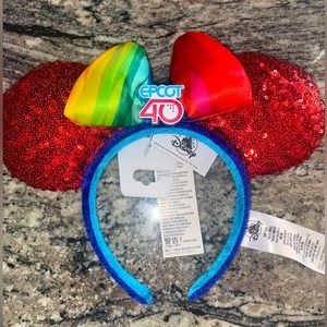 Minnie Mouse Epcot Ears with Red Sequins and Bow Headband